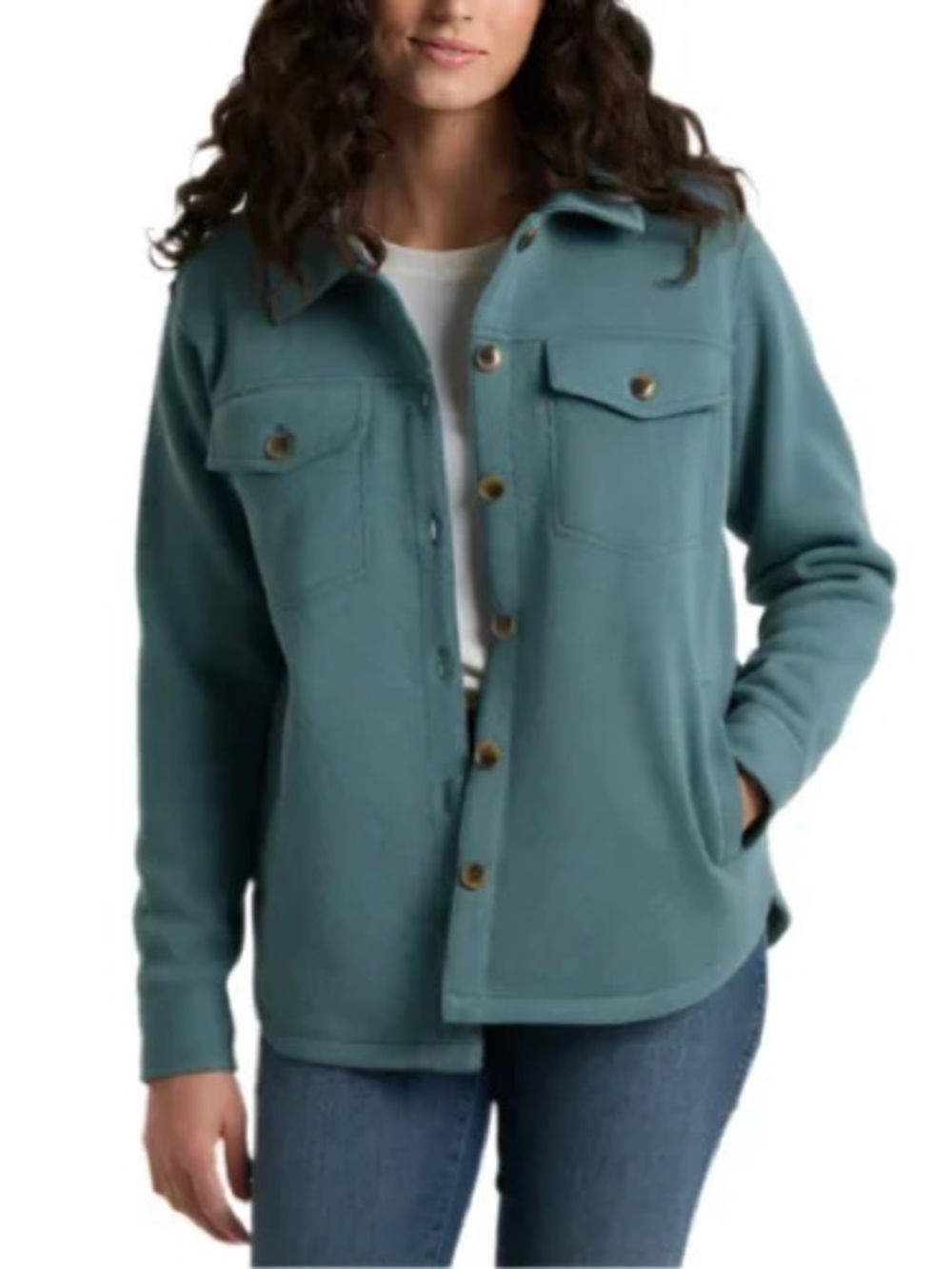 Women’s mineral blue highland Button-Up Shacket Jacket